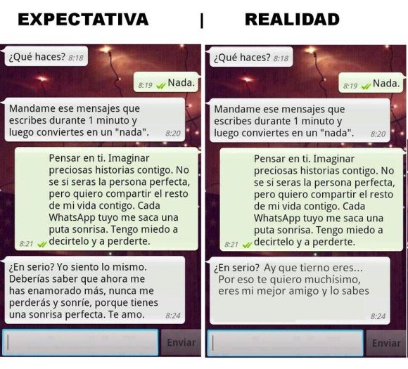 expectativa vs realidad mensajes whatsapp friendzone