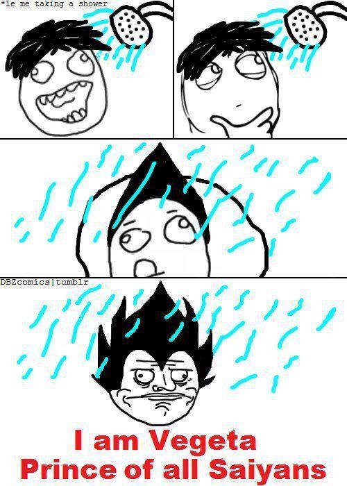 yo tomando una ducha soy vegueta el principe pelo goku