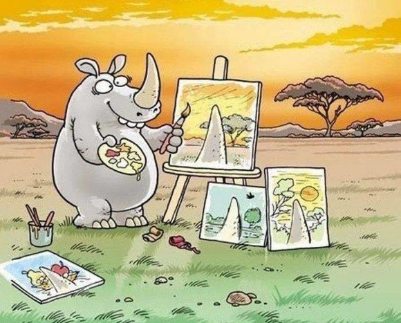 como ve la vida un rinoceronte pinturas con su cuerno en el