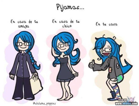 pijamas segun el lugar en donde estes web comic