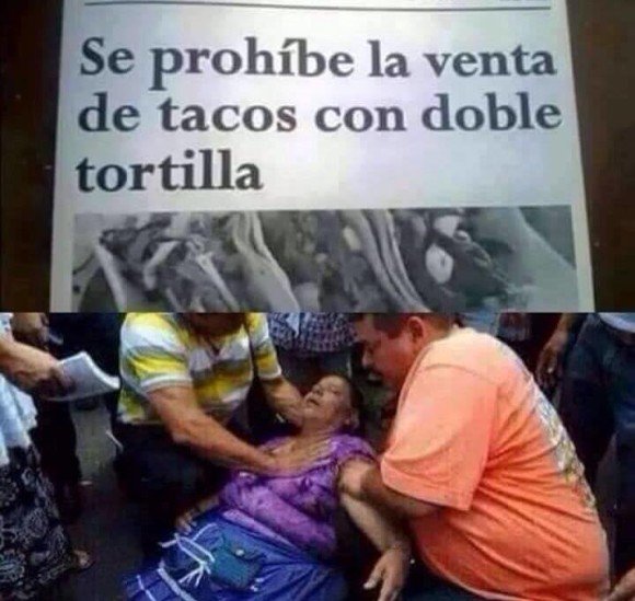 prohibe venta tacos con doble tortilla