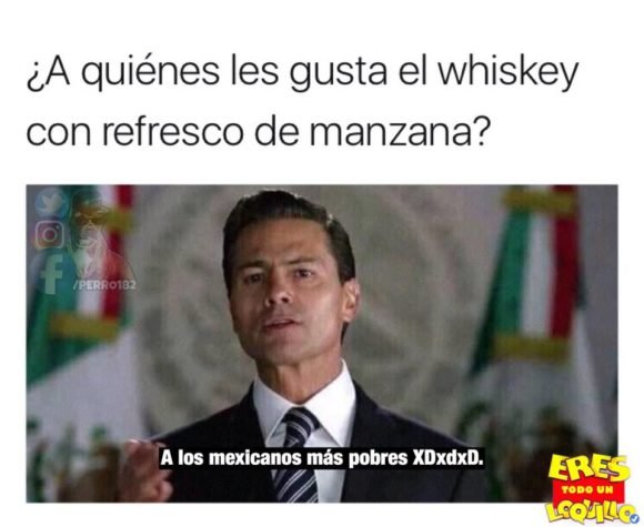 whiskey con refresco de manzana pobres